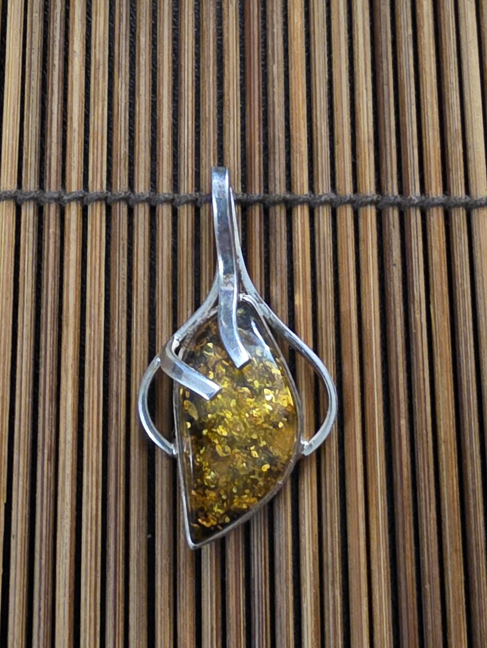 Sterling Silver Amber Pendant (Vintage)